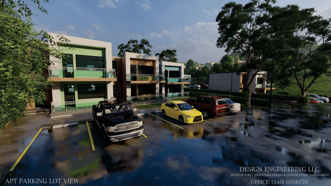 An architectural rendering of the townhouse development proposed for a 15.9-acre parcel in Estate Beeston Hill on St. Croix. (Image courtesy DPNR)